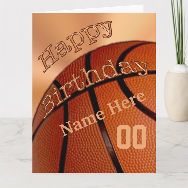 BIG Personalized Happy Birthday Basketball Cards (Front)
