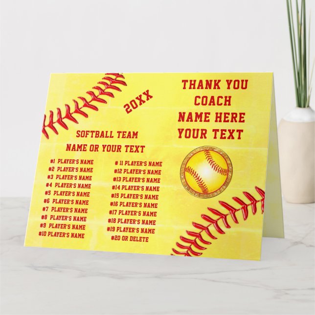 BIG Personalized, Softball Thank You Cards, 3 Size Card (Front)