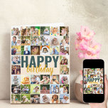 Big Photo Collage 40 Picture Personalized Birthday Card<br><div class="desc">Big Birthday Card with personalized message and photo collage. The design is lettered in oversized typography and brush script. You can also personalize the message on the inside. Upload your pictures (working in rows from left to right, top to bottom) and these will be displayed in square / instagram format...</div>
