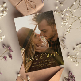 Big Photo Gold Foil Save the Date Foil Invitation