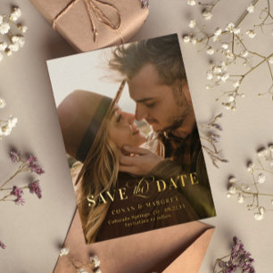 Big Photo Gold Foil Save the Date Invitation