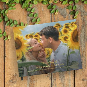 Big Photo & Gold Letters Black the Wedding of Foil Guest Book