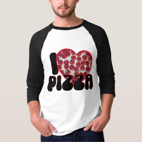 Big Photo Heart I Love Pizza T_Shirt