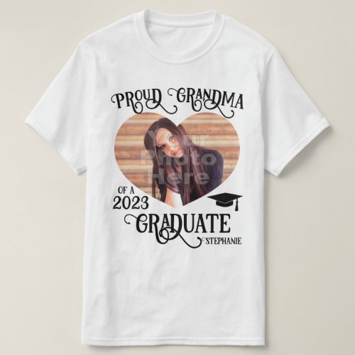 Big Photo Heart Proud Grandma 2023 Graduation T_Shirt