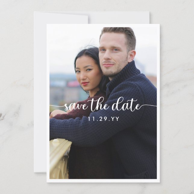 Big Photo Minimal Calligraphy Save the Date (Front)