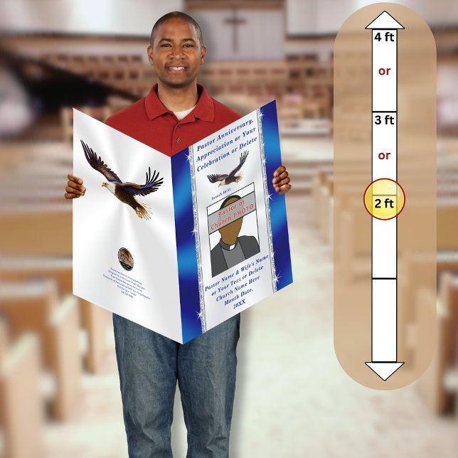 BIG PHOTO, Pastor Anniversary Card, Any Occasion Card (Giant Personalized, Pastor Anniversary Card with Photo, Bible Verse Card with favorite Scripture. )