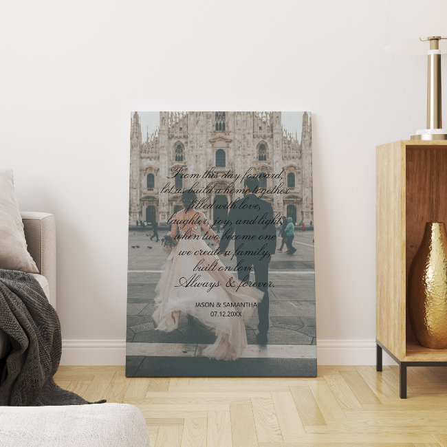 Big Photo Wedding Gift Script Calligraphy Vows Canvas Print