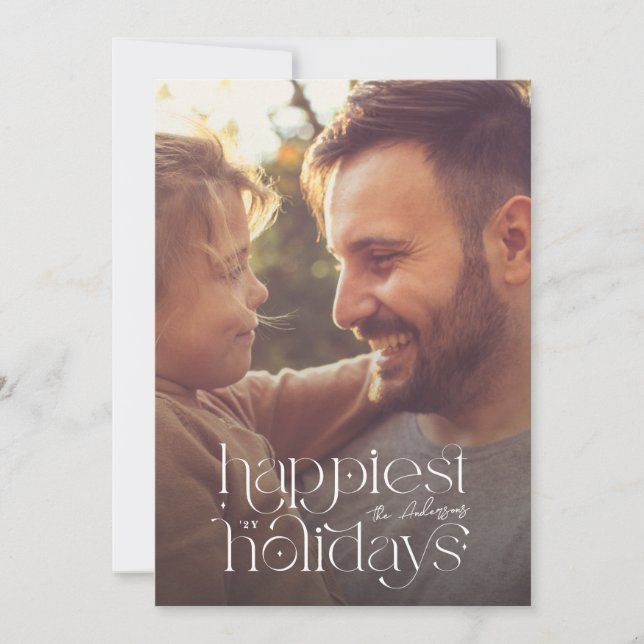BIG PHOTOS | calligraphy CHRISTMAS HAPPIEST Holiday Card (Front)
