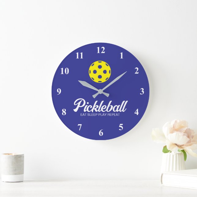 Big pickleball sports wall clock with custom text (Home)
