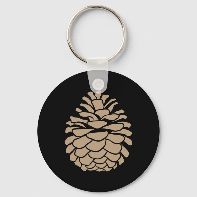 Big Pine Cone Tree Pinecone Forest Camping Nature  Keychain (Front)