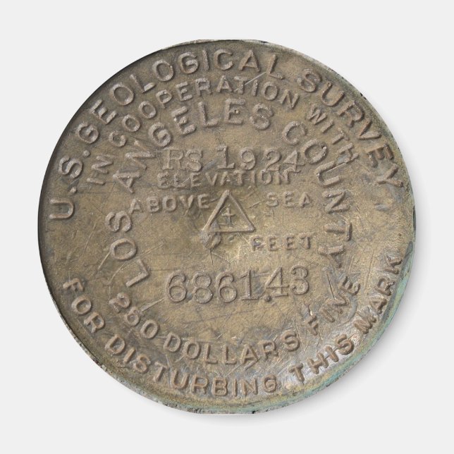 Big Pines Visitor Center, Wrightwood CA. Benchmark Magnet (Front)