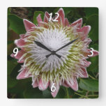 Big Pink and White Flower Nature Photo Square Wall Clock