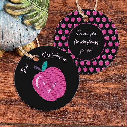 Big Pink Apple Teacher Gift Tags