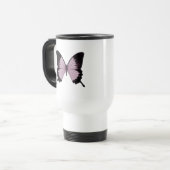 Big Pink & Black Butterfly - Personalize Travel Mug (Front Left)