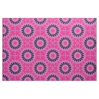 Big Pink Black Daisy Print Fabric