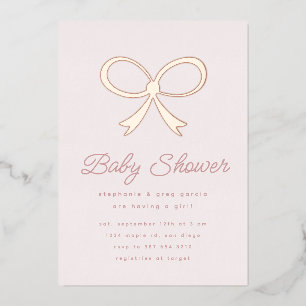 Big Pink Blush Bow Foil Invitation