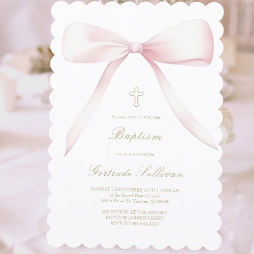 big pink bow | Baptism Invitation