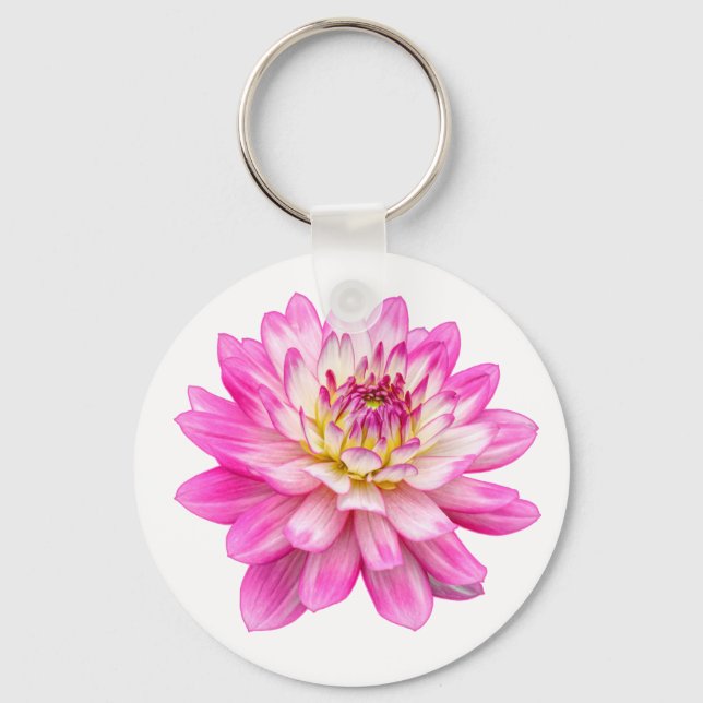 Big Pink Dahlia Keychain (Front)