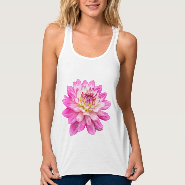 Big Pink Dahlia T-Shirt Tank Top (Front)