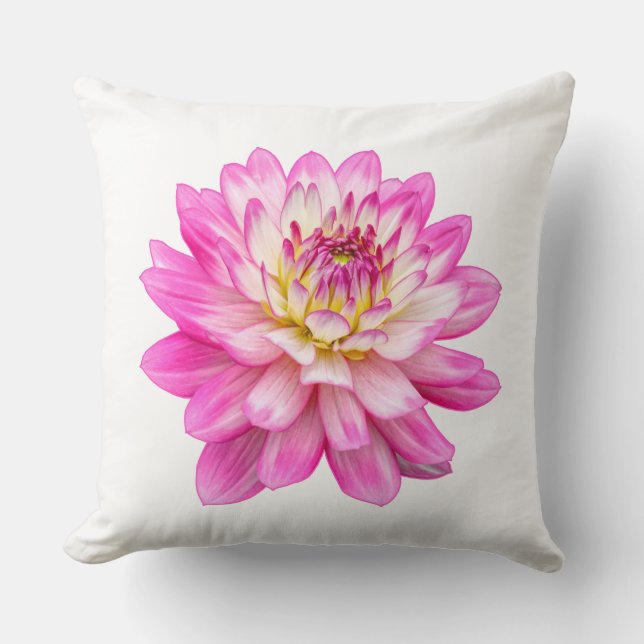 Big Pink Dahlia Throw Pillow (Front)