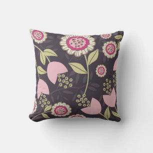 Big Pink Floral Pattern Throw Pillow