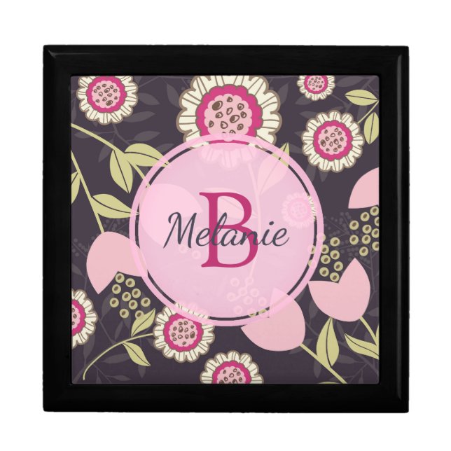 Big Pink Floral Tulip Pattern Personalised Gift Box (Front)