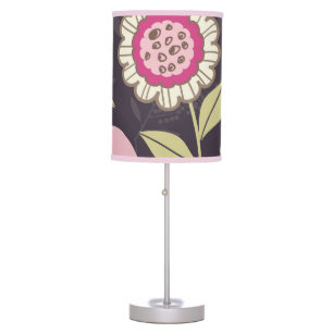 Big Pink Floral Tulip Pattern Table Lamp