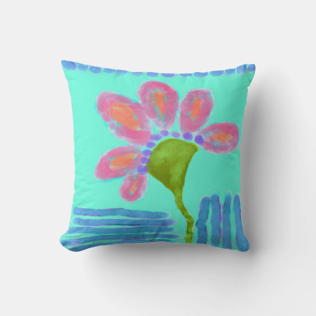 Big Pink Flower Abstract Art Decorative Throw Pillow (Front)