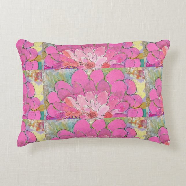 Big Pink Flower Accent Pillow (Front)