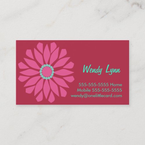 Big Pink Flower Business Card