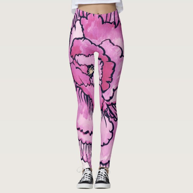 Big pink flower collection leggings  (Front)