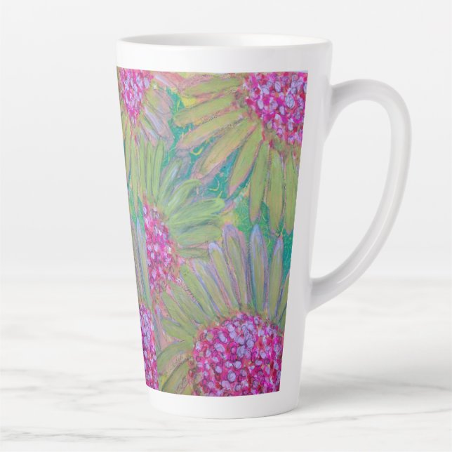 Big Pink Flowers Latte Cup (Right)