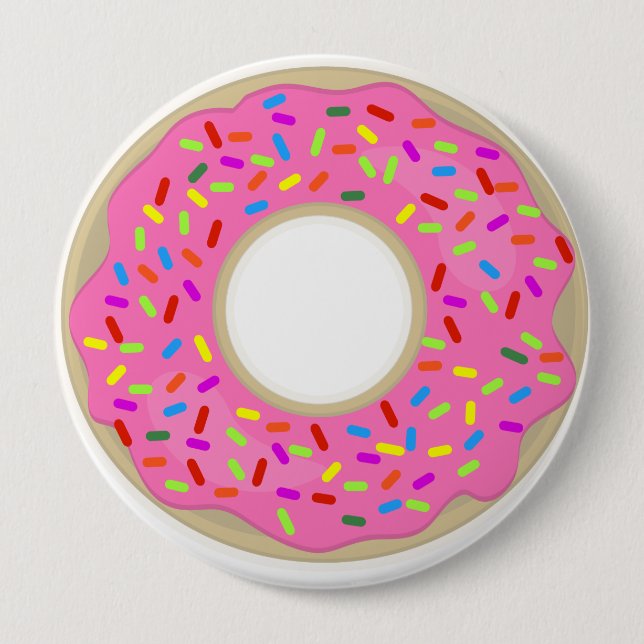 Big Pink Frosted Donut Button (Front)
