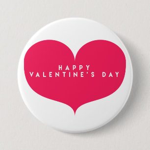 Big Pink Heart - Happy Valentine's Day Button