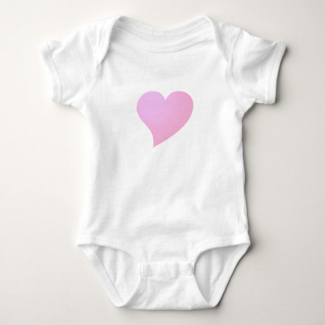 Big Pink Heart, Love, white Baby Bodysuit (Front)