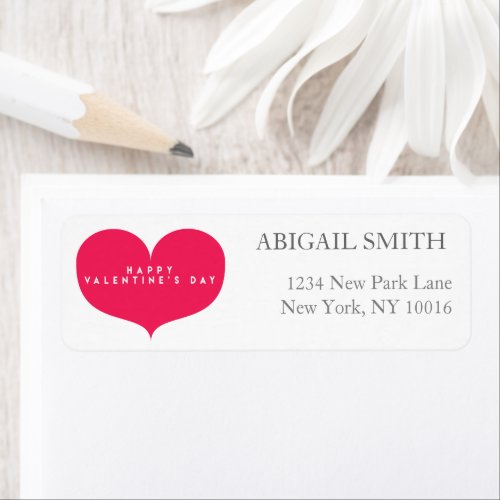 Big Pink Heart Valentine Return Address Labels