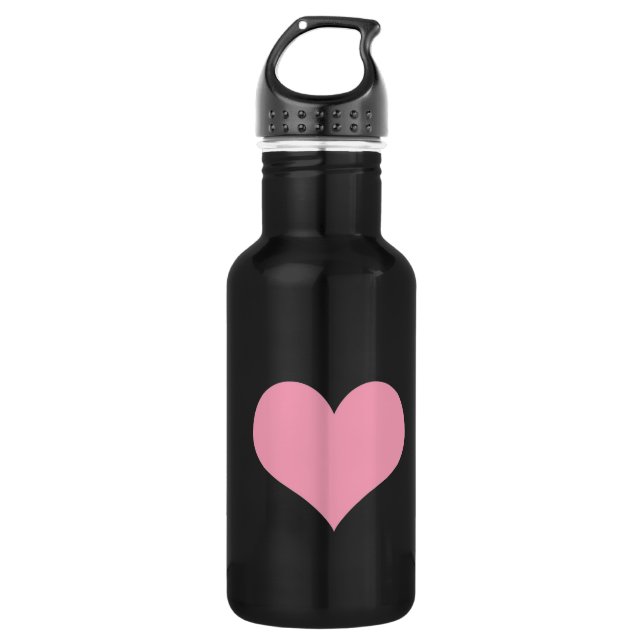Big Pink Love Heart Stainless Steel Water Bottle (Front)