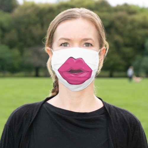 Big Pink Pop Art Style Sassy Lips Kissy Face Mouth Adult Cloth Face Mask