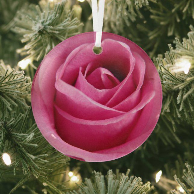 Big pink rose glass ornament (Insitu)