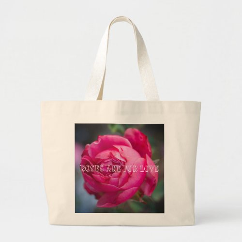 Big pink rose large tote bag