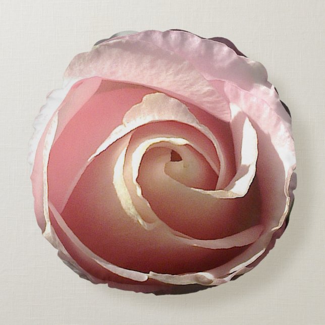 Big pink rose round pillow (Front)