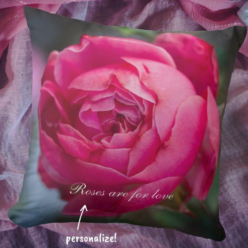 Big pink rose throw pillow