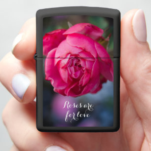 Big pink rose wooden zippo lighter