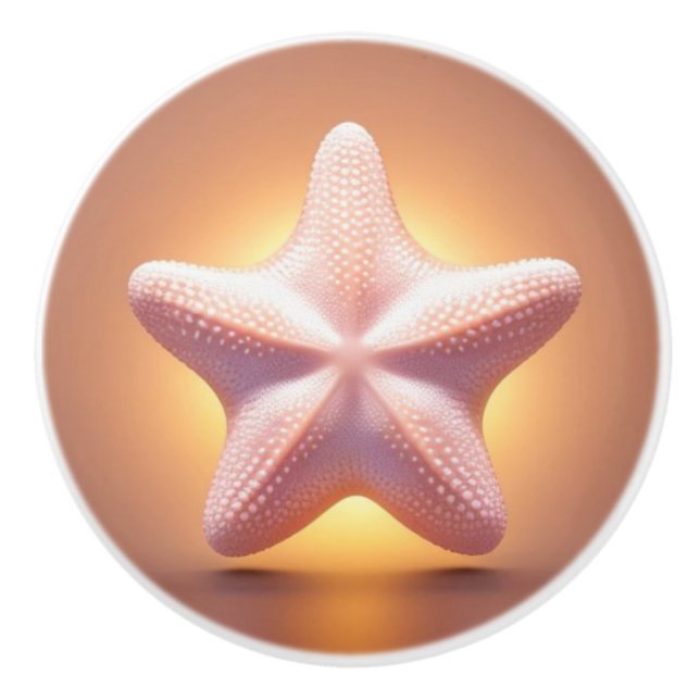 Big Pink Starfish Ceramic Knob (Front)