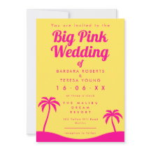 Big Pink Wedding Barbiecore Trendy Yellow Beach
