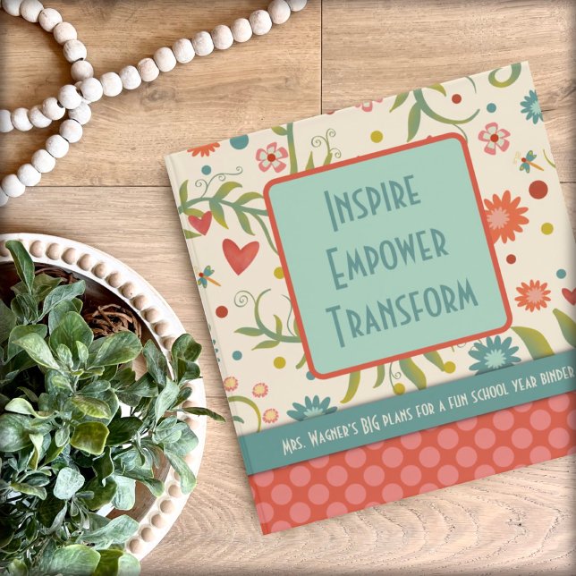 Big Plans Customized Teacher Pretty Floral  3 Ring Binder (Creator Uploaded)