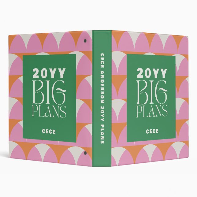 Big plans retro modern geometric 3 ring binder (Background)