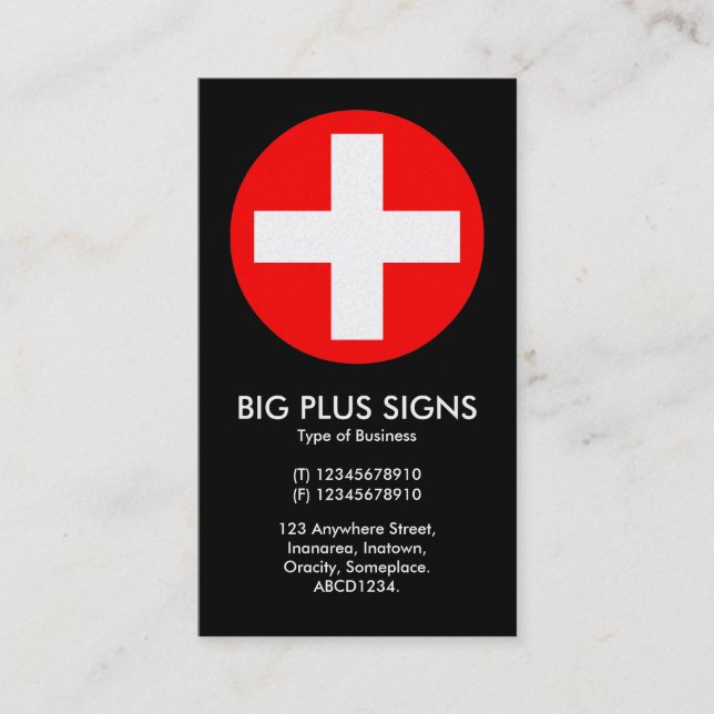 Big Plus Signs Red - Black (Gold Card) Business Card (Front)
