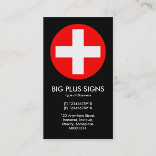 Big Plus Signs Red - Black (Platinum Card) Business Card
