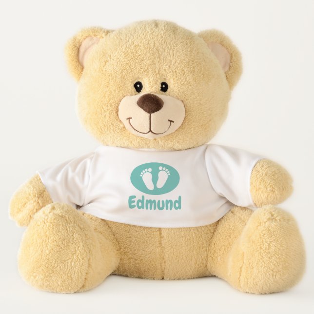 Big plush toy teddy bear with custom baby name (Front)